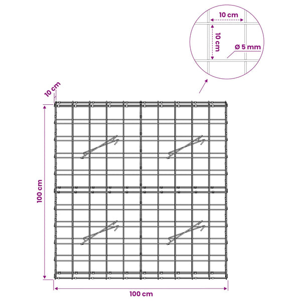 Gabion 5 mm langasta ja 10x10 cm verkosta 100x10x100 cm
