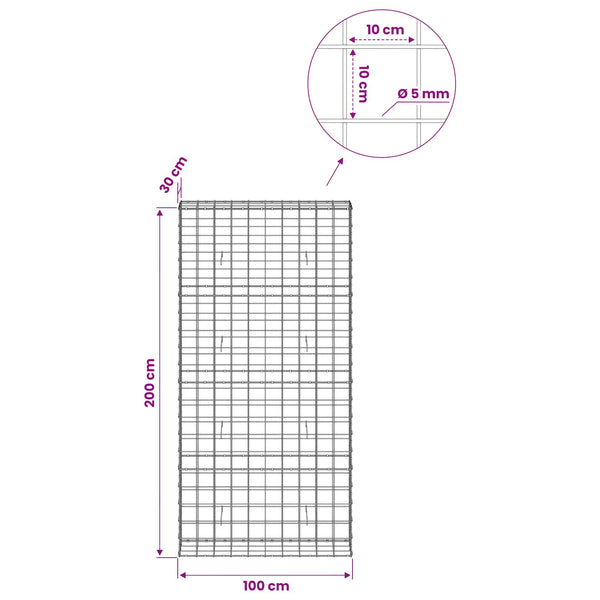 Gabion 5 mm langasta ja 10x10 cm verkosta 100x30x200 cm