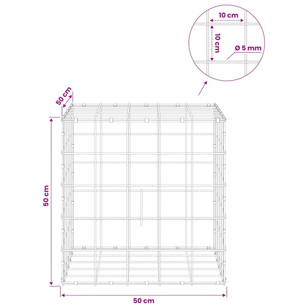 Gabion 5 mm langasta ja 10x10 cm verkosta 50x50x50 cm