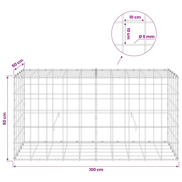 Gabion 5 mm langasta ja 10x10 cm verkosta 100x50x50 cm