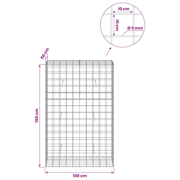Gabion 5 mm langasta ja 10x10 cm verkosta 100x50x150 cm