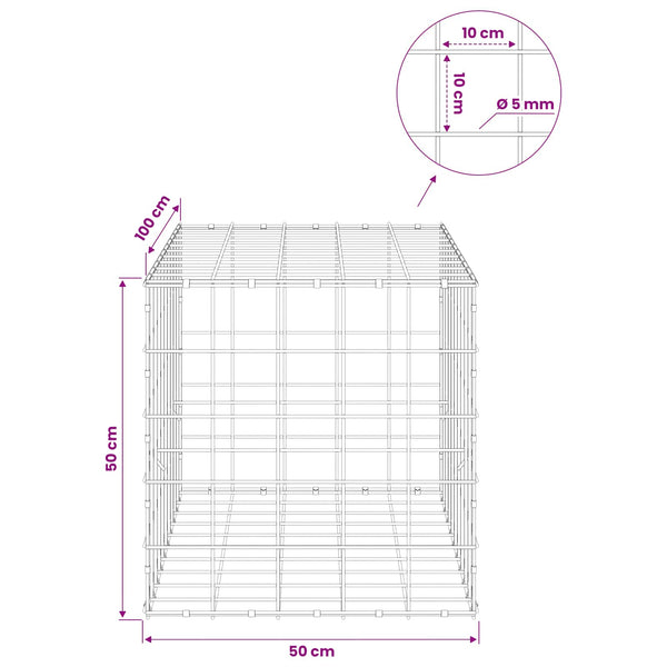 Gabion 5 mm langasta ja 10x10 cm verkosta 50x100x50 cm