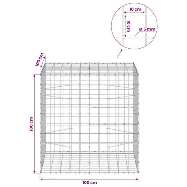 Gabion 5 mm langasta ja 10x10 cm verkosta 100x100x100 cm