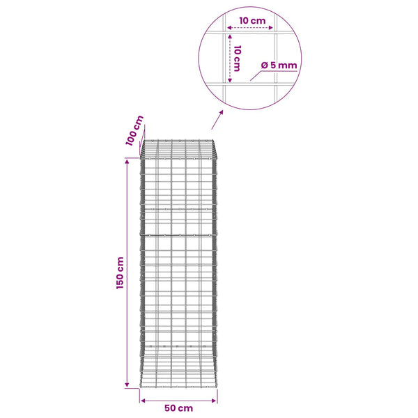 Gabion 5 mm langasta ja 10x10 cm verkosta 50x100x150 cm
