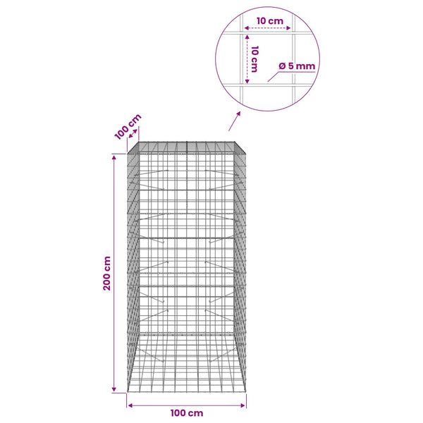 Gabion 5 mm langasta ja 10x10 cm verkosta 100x100x200 cm