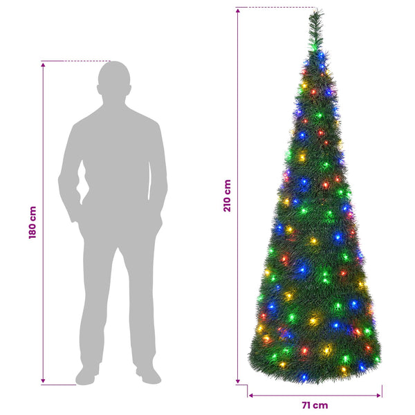 Pop-up LED-joulukuusi 210 cm 200 LEDiä Polyvinyylikloridi