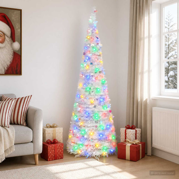 Pop-up LED-joulukuusi 180 cm 150 LEDiä PVC ja PET valkoinen