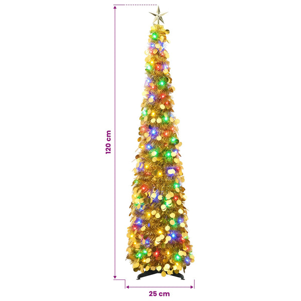 Pop-up led-joulukuusi koristetähdellä 120 cm 50 LEDiä PET Kulta