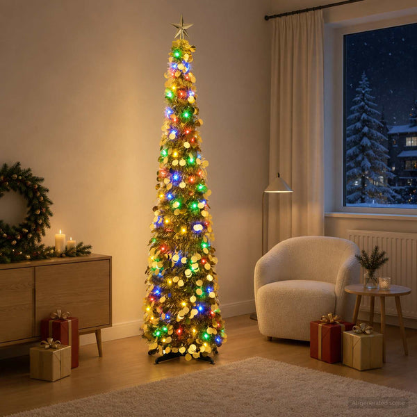 Pop-up led-joulukuusi koristetähdellä 180 cm 100 LEDiä PET