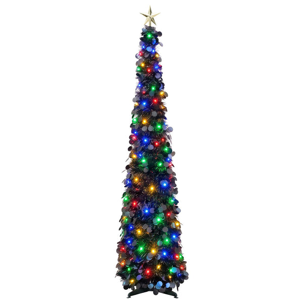 Pop-up led-joulukuusi koristetähdellä 120 cm 50 LEDiä PET Musta