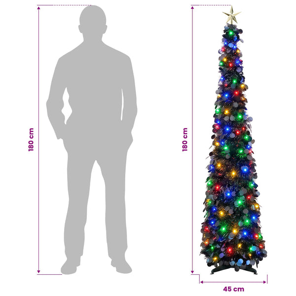 Pop-up led-joulukuusi koristetähdellä 180 cm 100 LEDiä PET