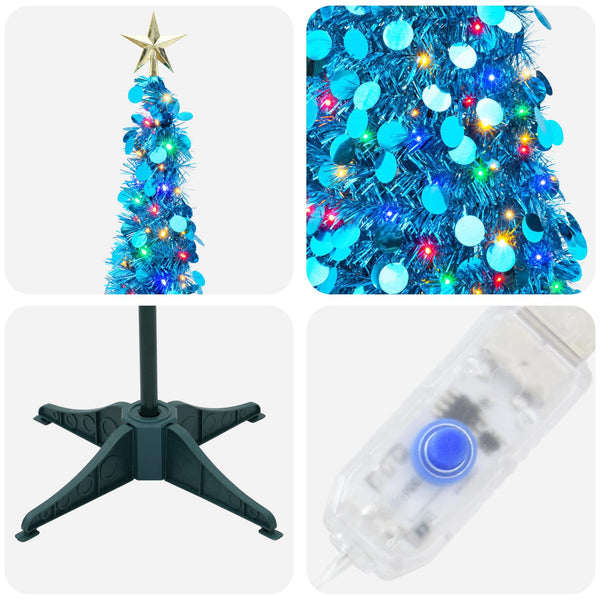 Pop-up led-joulukuusi koristetähdellä 120 cm 50 LEDiä PET