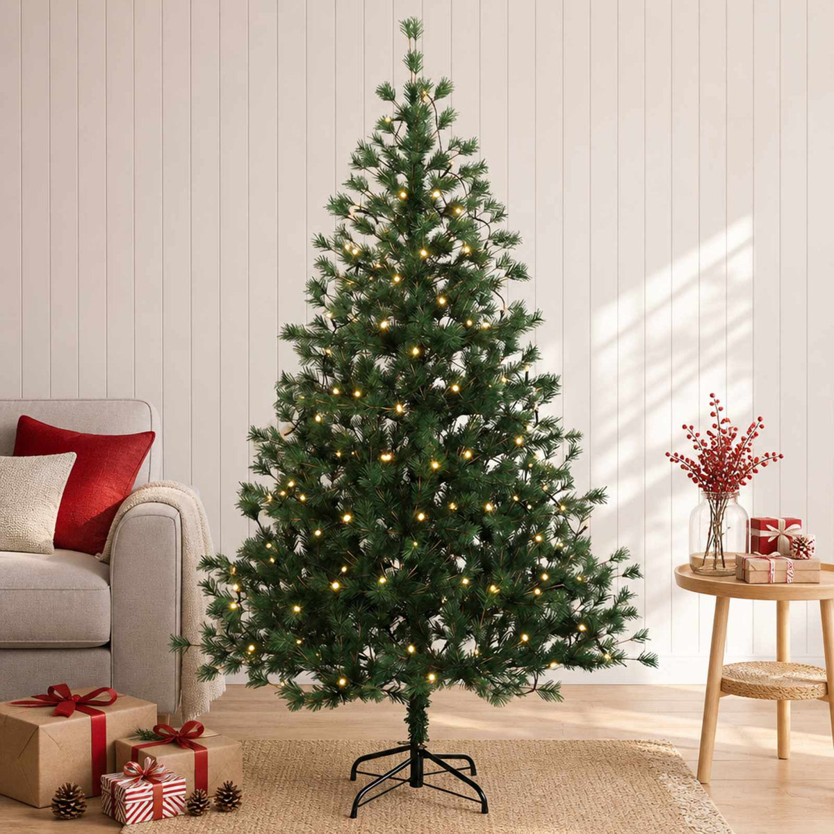 Salkomallinen tekoinen joulukuusi 120 cm 150 LEDiä