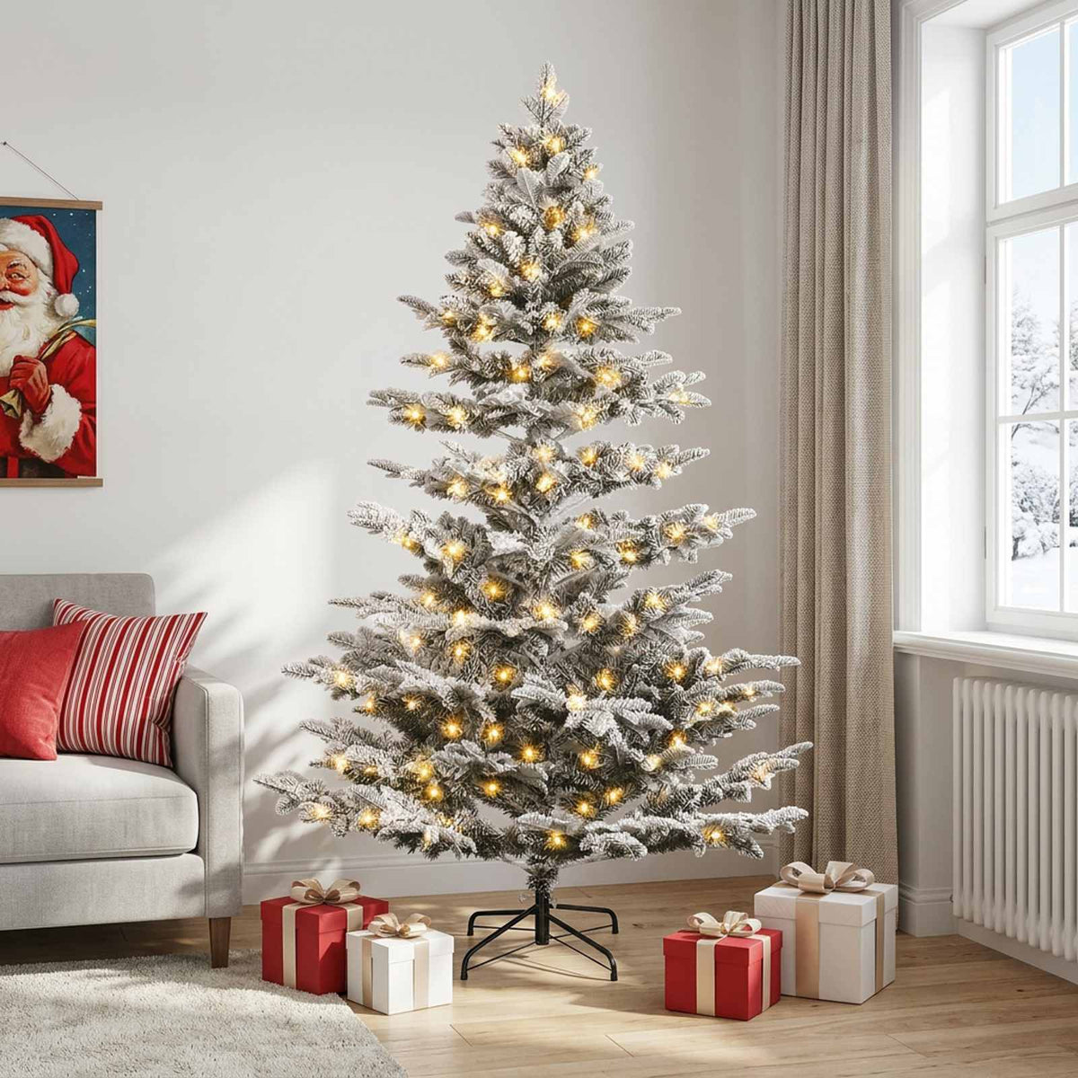 Salkomallinen tekoinen joulukuusi 120 cm 150 LEDiä