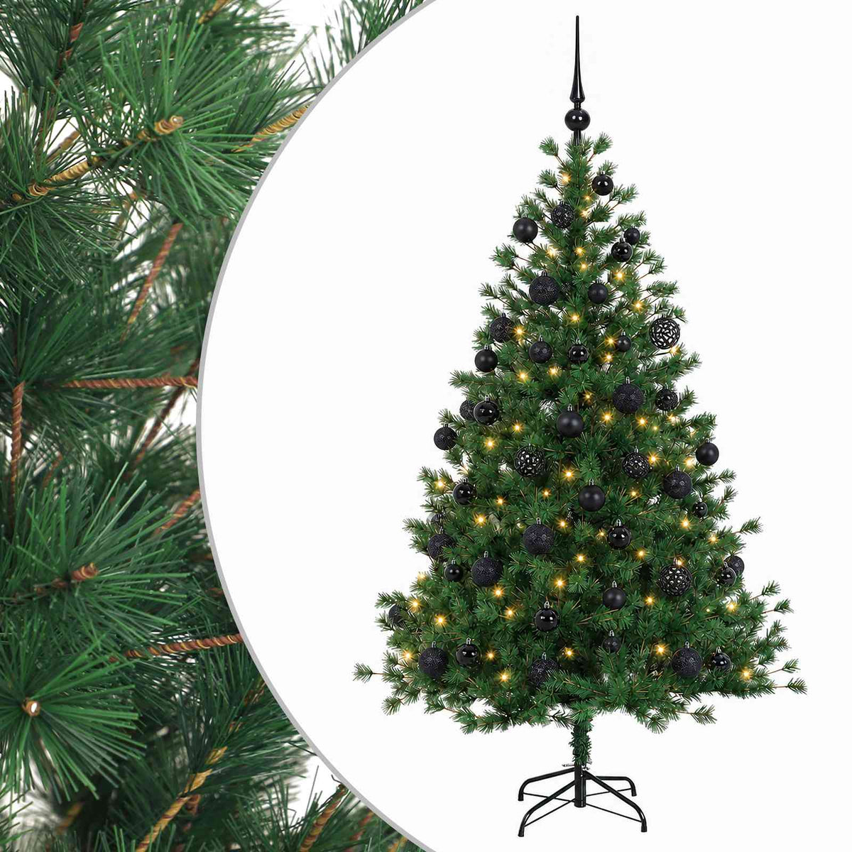 Tekokuusi joulupalloilla 120 cm 150 LEDiä Lämpimän Valkoinen