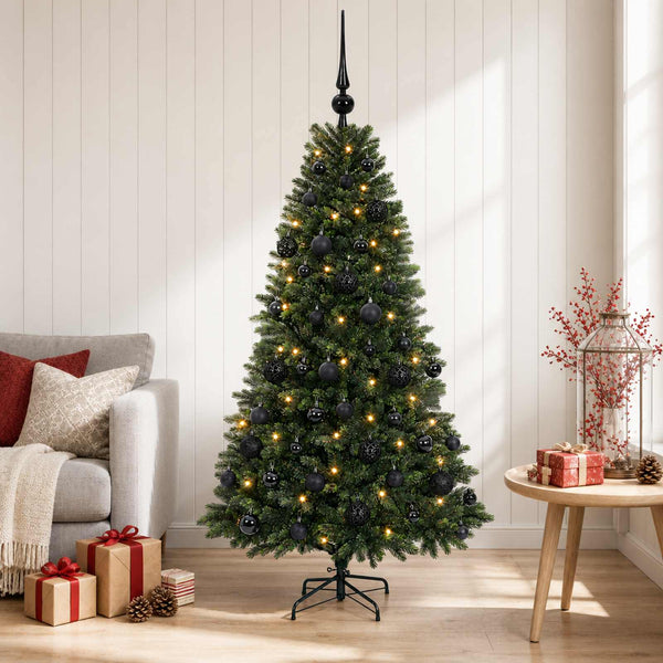 Muovinen joulukuusi koristeilla 120 cm 150 LEDiä
