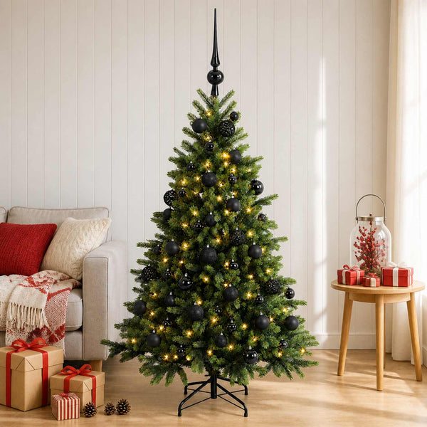 Tekokuusi joulupalloilla 150 cm 150 LEDiä Lämpimän Valkoinen