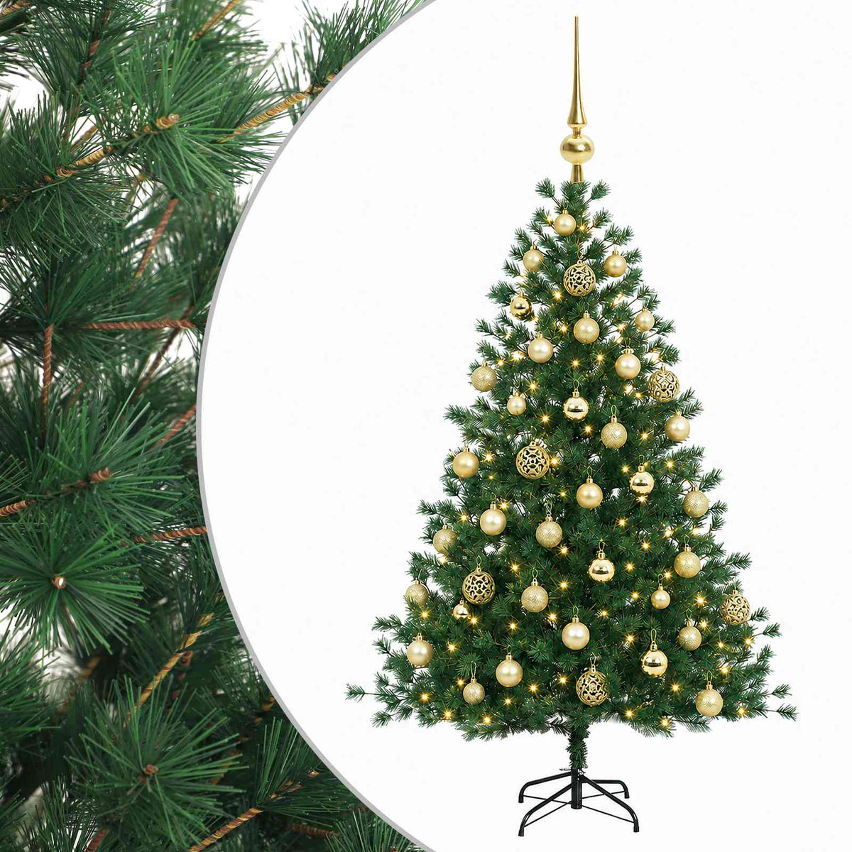 Tekokuusi joulupalloilla 120 cm 150 LEDiä Lämpimän Valkoinen
