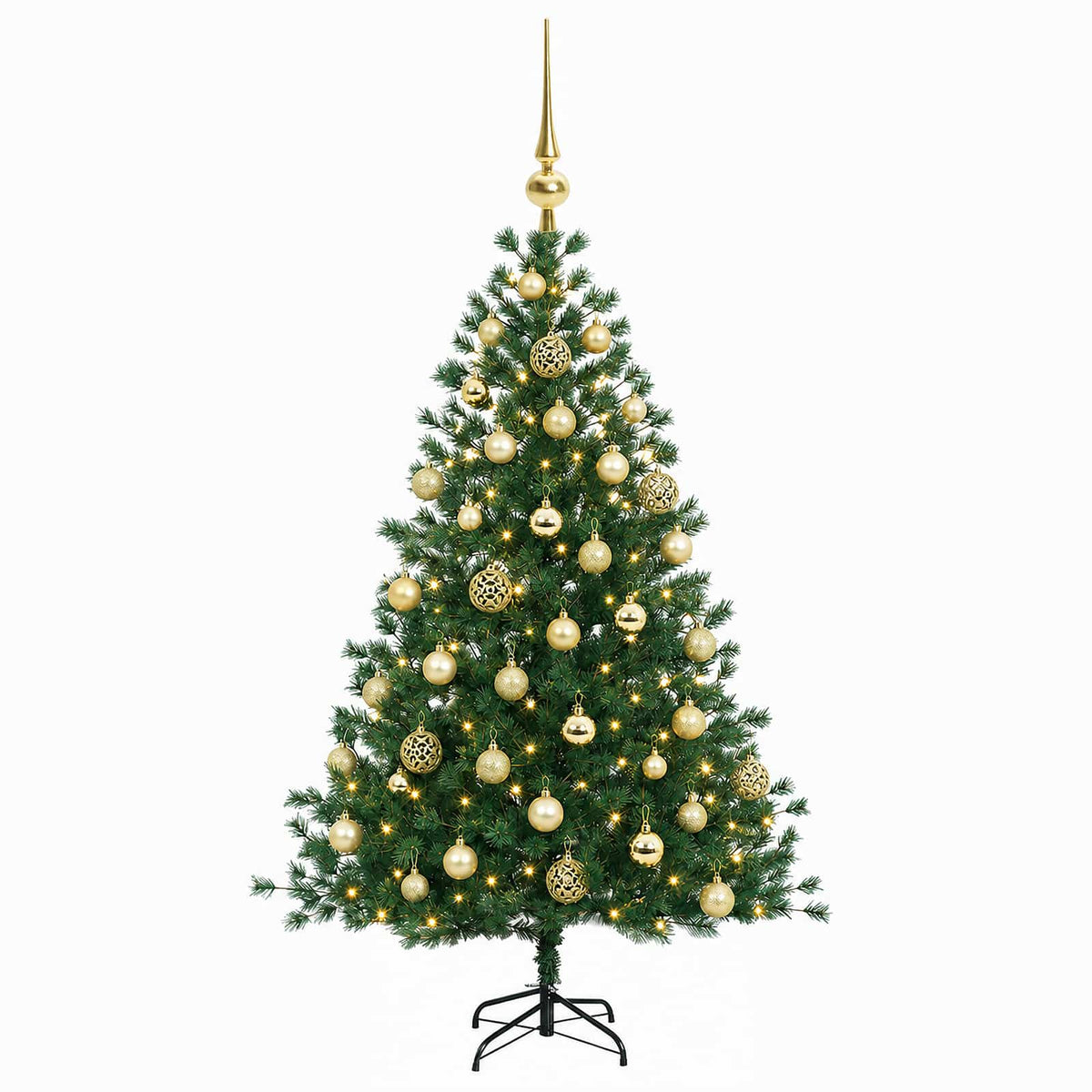 Tekokuusi joulupalloilla 120 cm 150 LEDiä Lämpimän Valkoinen