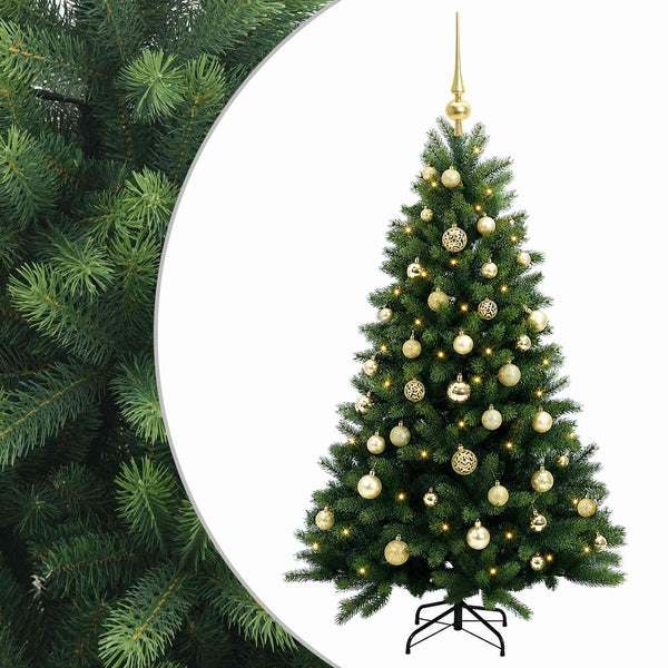 Muovinen joulukuusi koristeilla 120 cm 150 LEDiä