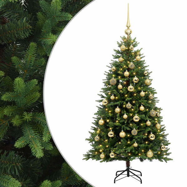 Muovinen joulukuusi koristeilla 150 cm 150 LEDiä