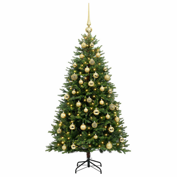 Muovinen joulukuusi koristeilla 150 cm 150 LEDiä