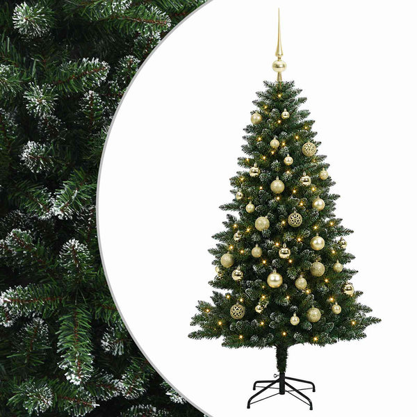 Muovinen joulukuusi koristeilla 150 cm 150 LEDiä