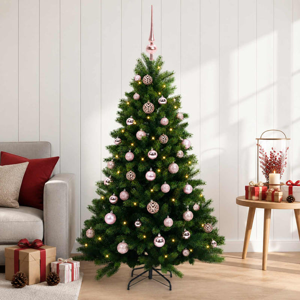 Muovinen joulukuusi koristeilla 120 cm 150 LEDiä