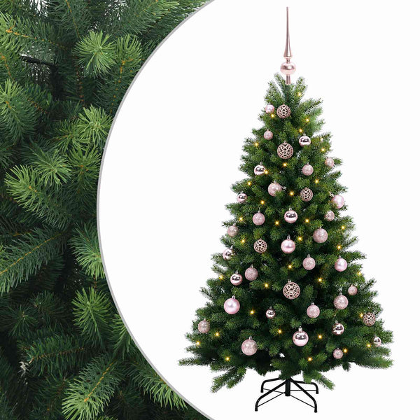 Muovinen joulukuusi koristeilla 150 cm 150 LEDiä