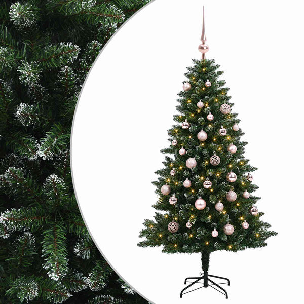 Muovinen joulukuusi koristeilla 120 cm 150 LEDiä