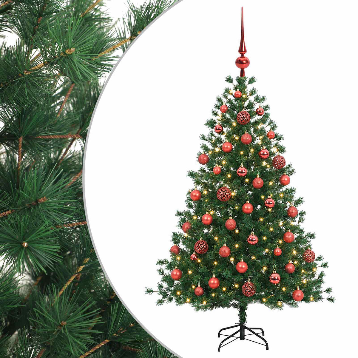 Tekokuusi joulupalloilla 120 cm 150 LEDiä Lämpimän Valkoinen