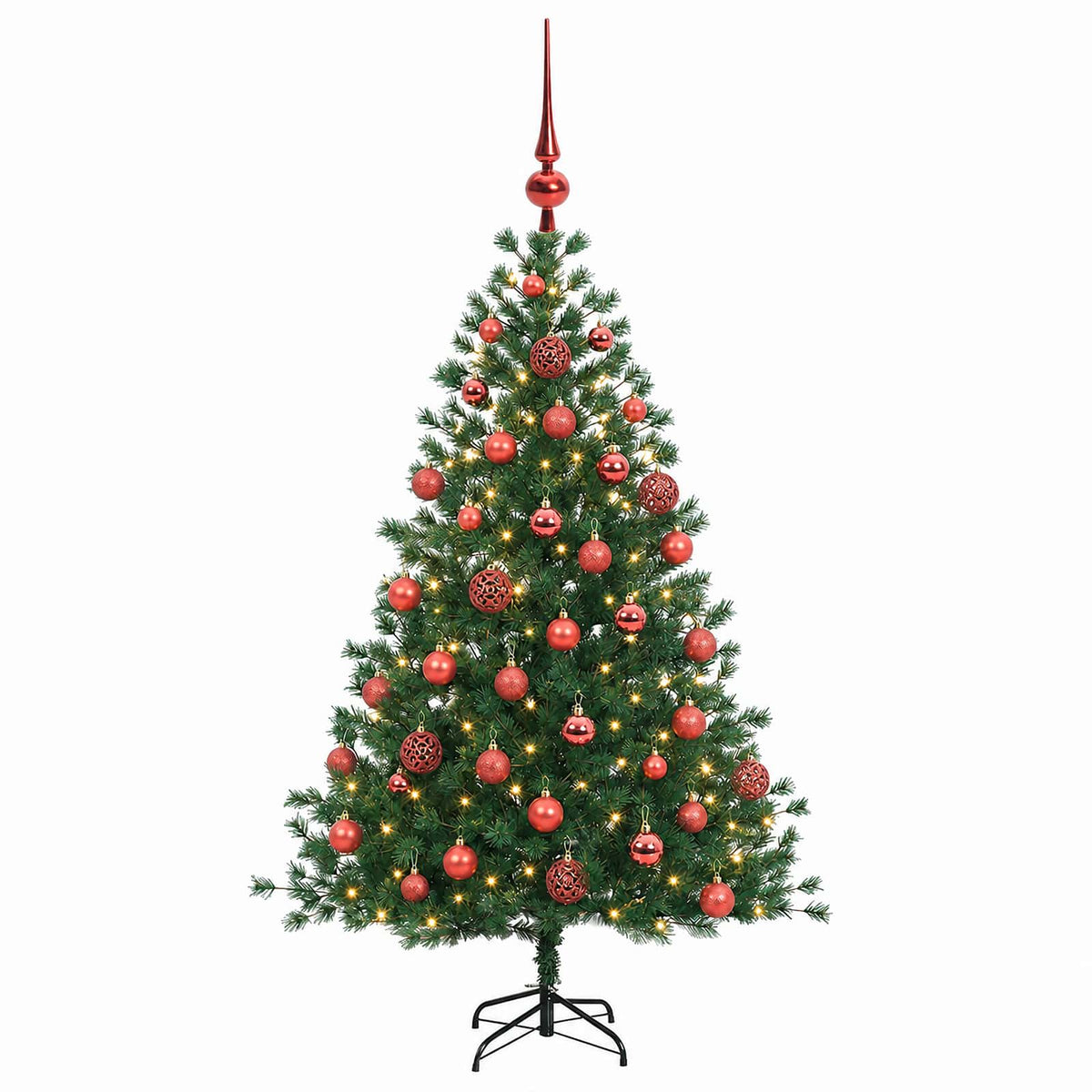 Tekokuusi joulupalloilla 120 cm 150 LEDiä Lämpimän Valkoinen