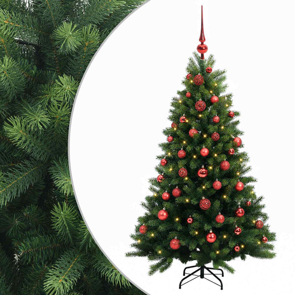 Muovinen joulukuusi koristeilla 150 cm 150 LEDiä