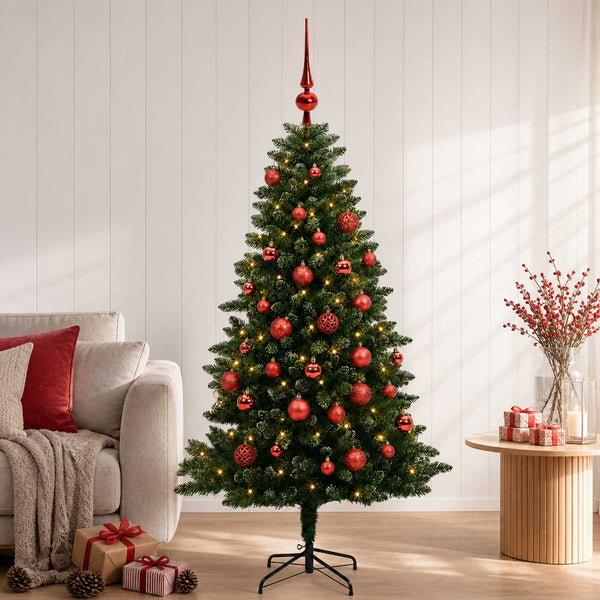 Muovinen joulukuusi koristeilla 120 cm 150 LEDiä