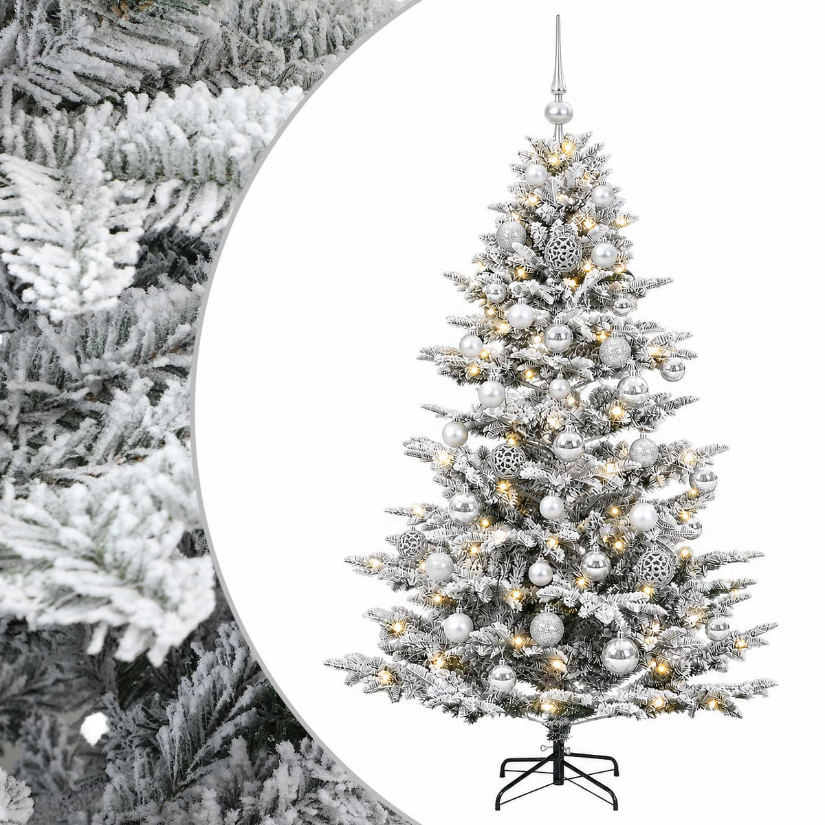 Tekokuusi joulupalloilla 120 cm 150 LEDiä Lämpimän Valkoinen