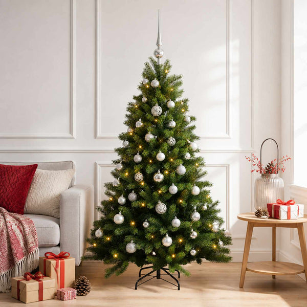 Muovinen joulukuusi koristeilla 150 cm 150 LEDiä