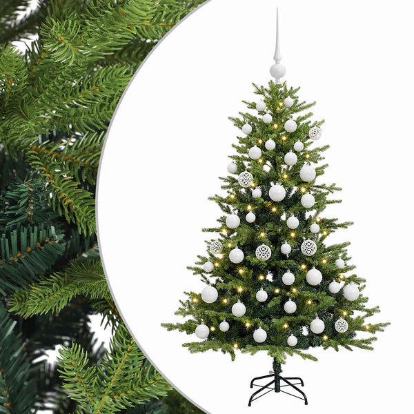 Muovinen joulukuusi koristeilla 150 cm 150 LEDiä
