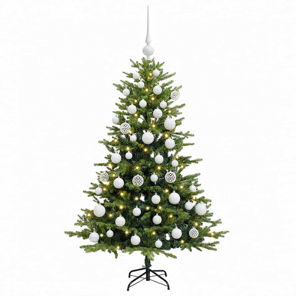 Muovinen joulukuusi koristeilla 150 cm 150 LEDiä