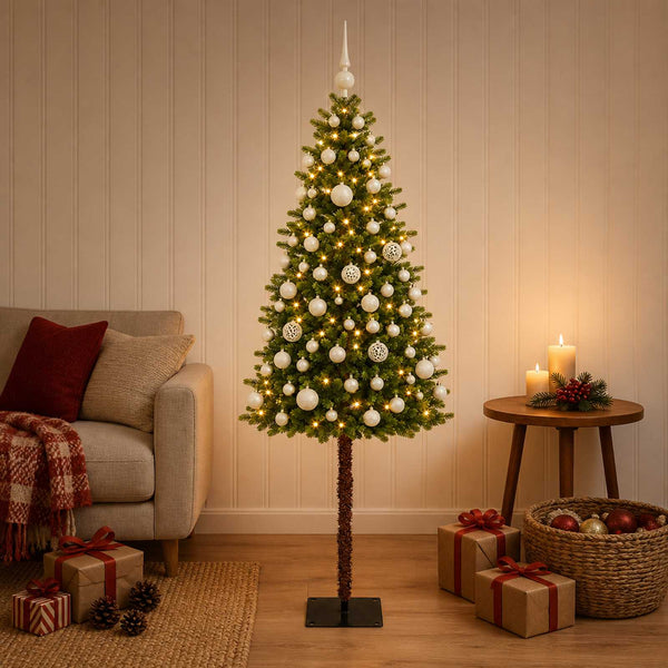 Muovinen joulukuusi koristeilla 120 cm 150 LEDiä