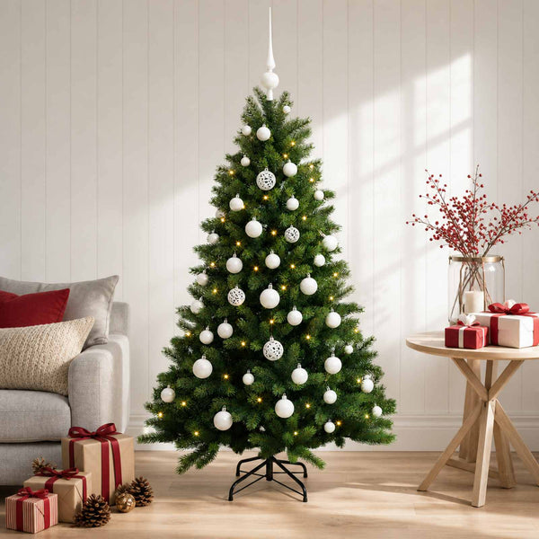 Muovinen joulukuusi koristeilla 120 cm 150 LEDiä