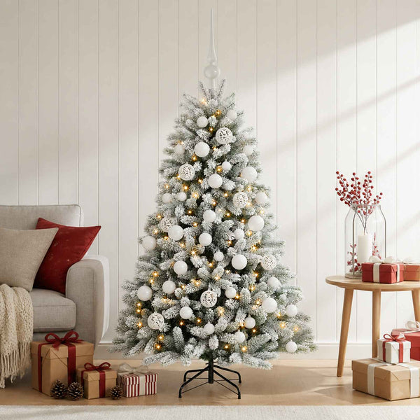 Muovinen joulukuusi koristeilla 150 cm 150 LEDiä