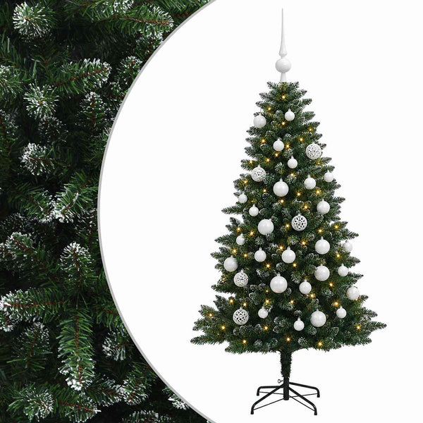 Muovinen joulukuusi koristeilla 120 cm 150 LEDiä
