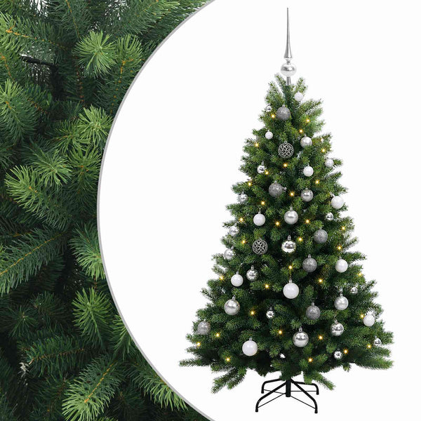 Muovinen joulukuusi koristeilla 150 cm 150 LEDiä