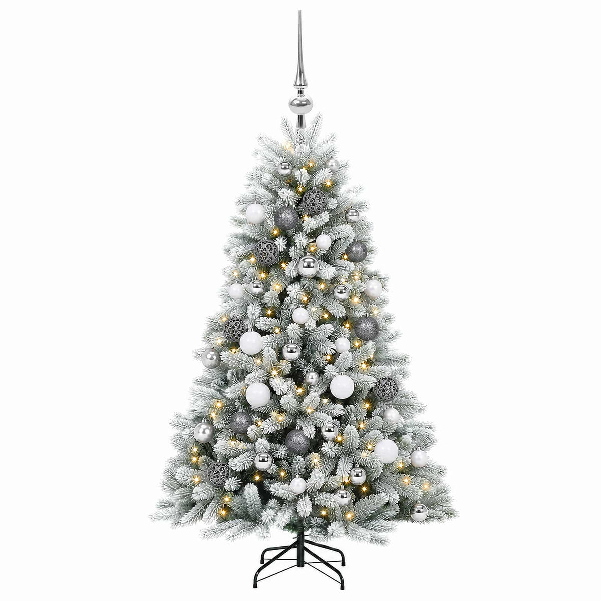 Muovinen joulukuusi koristeilla 150 cm 150 LEDiä