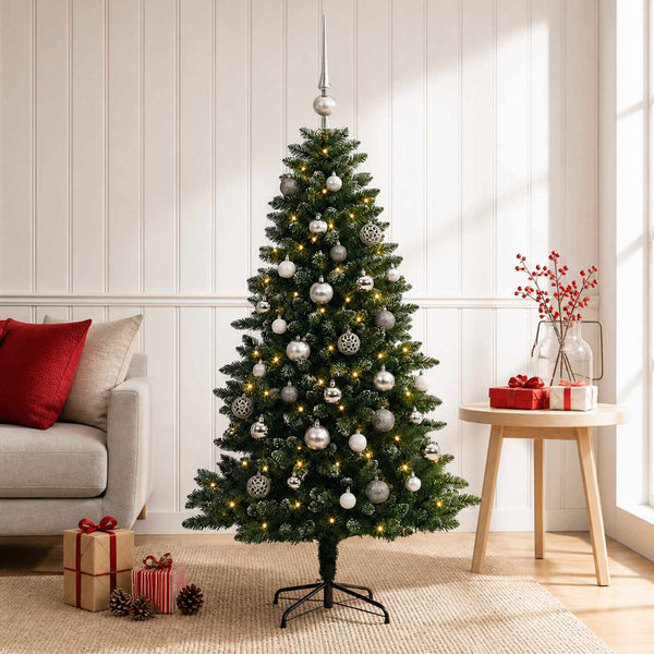 Muovinen joulukuusi koristeilla 120 cm 150 LEDiä