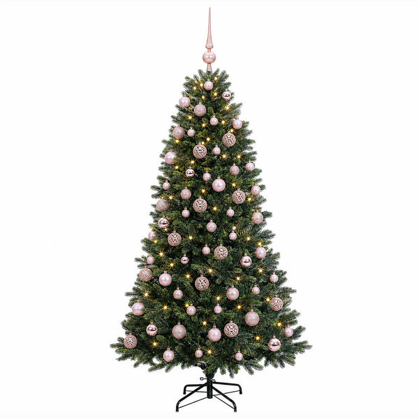 Muovinen joulukuusi koristeilla 210 cm 300 LEDiä