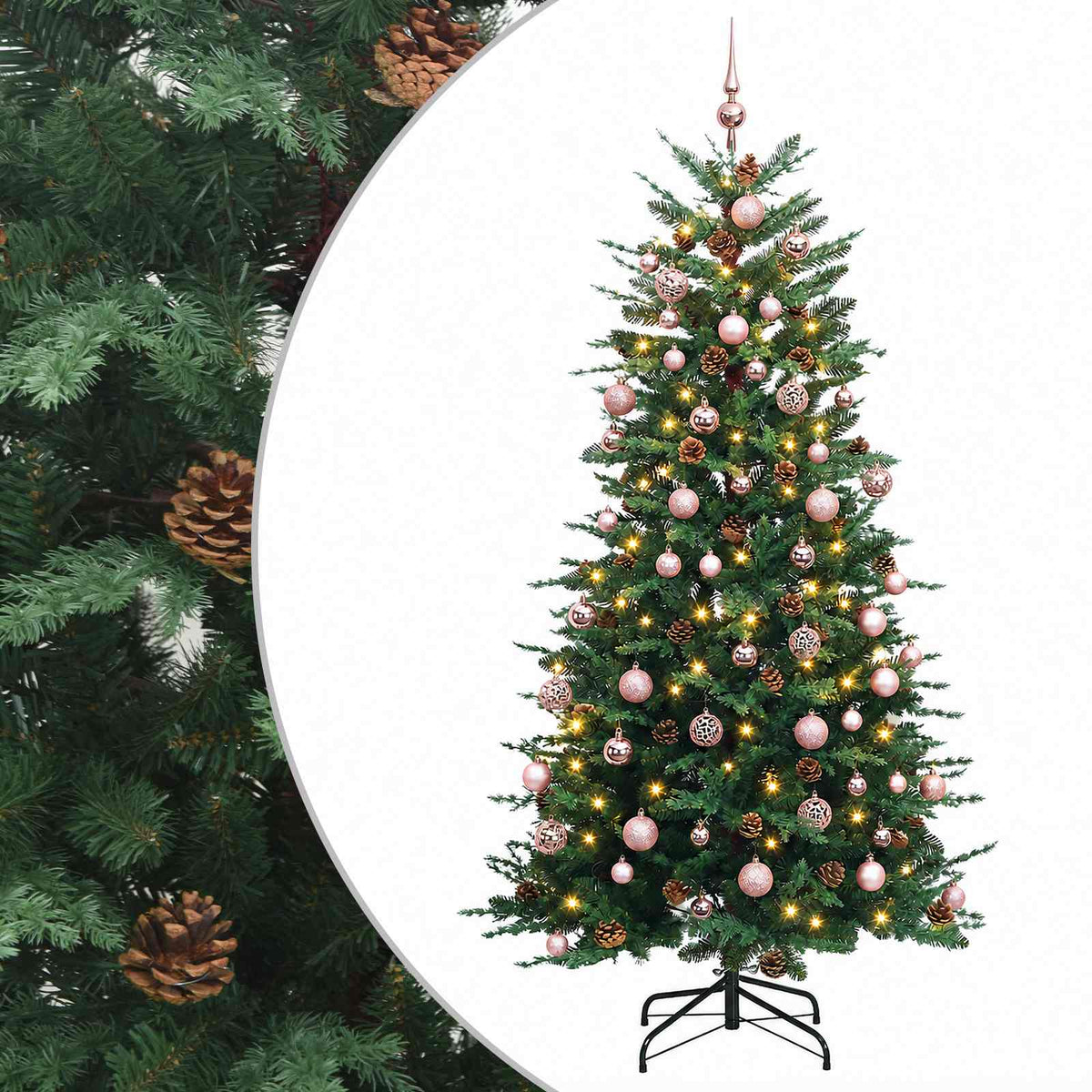 Muovinen joulukuusi koristeilla 210 cm 300 LEDiä