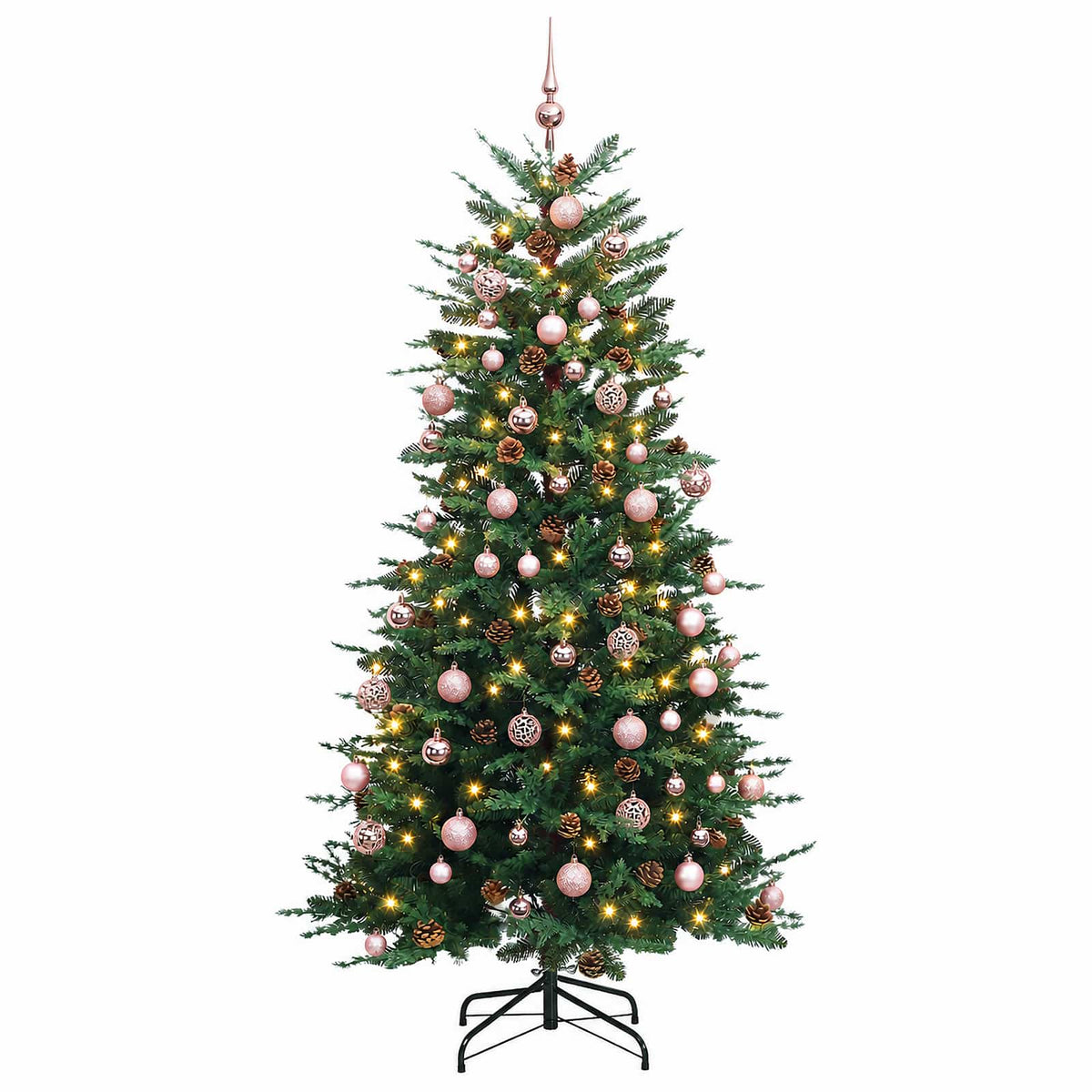 Muovinen joulukuusi koristeilla 210 cm 300 LEDiä