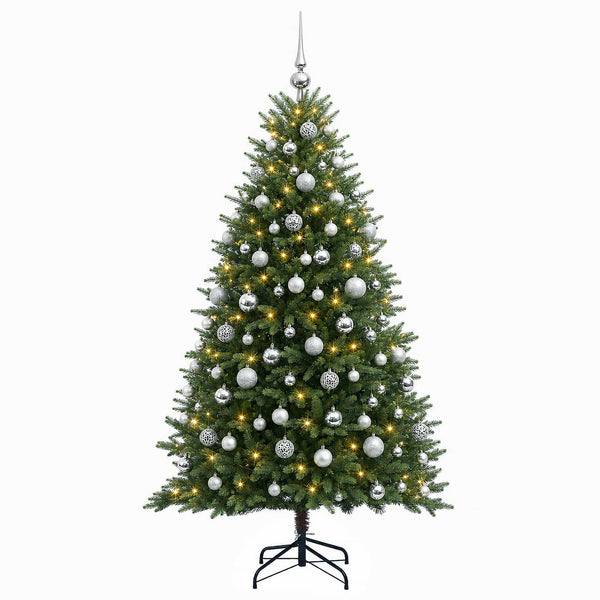 Muovinen joulukuusi koristeilla 180 cm 300 LEDiä