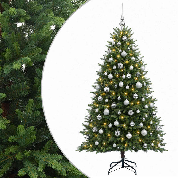 Muovinen joulukuusi koristeilla 210 cm 300 LEDiä